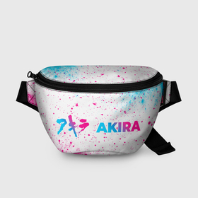 Поясная сумка 3D с принтом Akira neon gradient style: надпись и символ в Тюмени, 100% полиэстер | плотная ткань, ремень с регулируемой длиной, внутри несколько карманов для мелочей, основное отделение и карман с обратной стороны сумки застегиваются на молнию | 