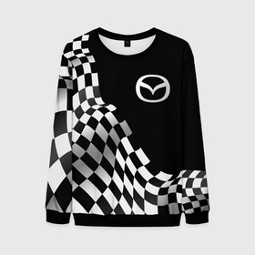 Мужской свитшот 3D с принтом Mazda racing flag в Петрозаводске, 100% полиэстер с мягким внутренним слоем | круглый вырез горловины, мягкая резинка на манжетах и поясе, свободная посадка по фигуре | Тематика изображения на принте: 