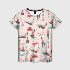 Женская футболка 3D с принтом Sport woman в Белгороде, 100% полиэфир ( синтетическое хлопкоподобное полотно) | прямой крой, круглый вырез горловины, длина до линии бедер | 
