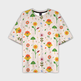 Мужская футболка oversize 3D с принтом Pretty flowers в Кировске,  |  | Тематика изображения на принте: 