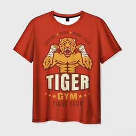 Мужская футболка 3D с принтом Tiger   боец в Тюмени, 100% полиэфир | прямой крой, круглый вырез горловины, длина до линии бедер | 