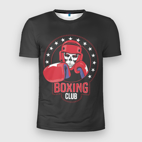 Мужская футболка 3D Slim с принтом Boxing club   боксёр в Санкт-Петербурге, 100% полиэстер с улучшенными характеристиками | приталенный силуэт, круглая горловина, широкие плечи, сужается к линии бедра | 