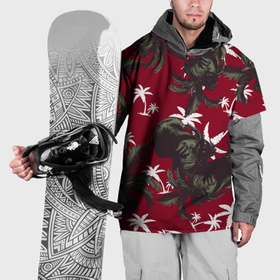 Накидка на куртку 3D с принтом Пальмы и Давид Микеланджело , 100% полиэстер |  | Тематика изображения на принте: 