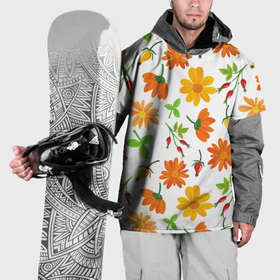 Накидка на куртку 3D с принтом Orange flowers в Белгороде, 100% полиэстер |  | 