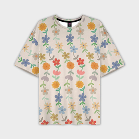 Мужская футболка oversize 3D с принтом Flowers life ,  |  | 
