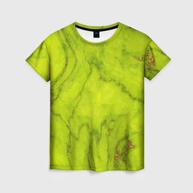 Женская футболка 3D с принтом Abstraction green в Тюмени, 100% полиэфир ( синтетическое хлопкоподобное полотно) | прямой крой, круглый вырез горловины, длина до линии бедер | 