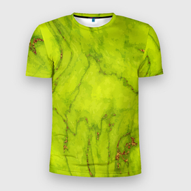 Мужская футболка 3D Slim с принтом Abstraction green marble , 100% полиэстер с улучшенными характеристиками | приталенный силуэт, круглая горловина, широкие плечи, сужается к линии бедра | 