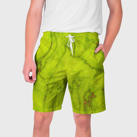Мужские шорты 3D с принтом Abstraction green marble в Кировске,  полиэстер 100% | прямой крой, два кармана без застежек по бокам. Мягкая трикотажная резинка на поясе, внутри которой широкие завязки. Длина чуть выше колен | 