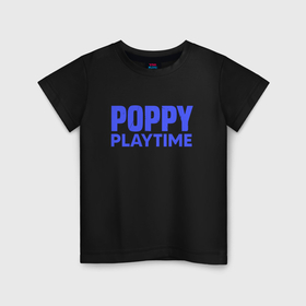 Детская футболка хлопок с принтом Поппи Плэйтайм лого в Екатеринбурге, 100% хлопок | круглый вырез горловины, полуприлегающий силуэт, длина до линии бедер | 