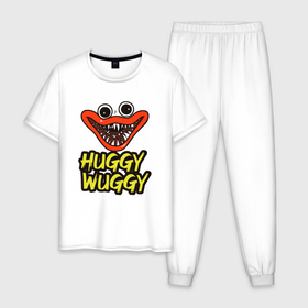 Мужская пижама хлопок с принтом Радостный Хагги Вагги , 100% хлопок | брюки и футболка прямого кроя, без карманов, на брюках мягкая резинка на поясе и по низу штанин
 | 