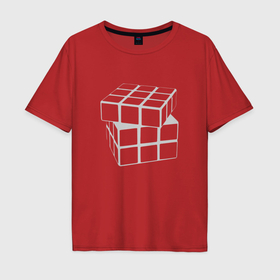 Мужская футболка хлопок Oversize с принтом Бесцветный кубик рубика в Санкт-Петербурге, 100% хлопок | свободный крой, круглый ворот, “спинка” длиннее передней части | 