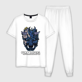 Мужская пижама хлопок с принтом Samurai gang в Белгороде, 100% хлопок | брюки и футболка прямого кроя, без карманов, на брюках мягкая резинка на поясе и по низу штанин
 | 