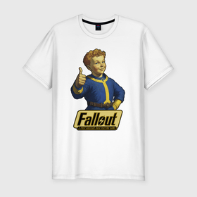 Мужская футболка хлопок Slim с принтом Real vault boy в Екатеринбурге, 92% хлопок, 8% лайкра | приталенный силуэт, круглый вырез ворота, длина до линии бедра, короткий рукав | 