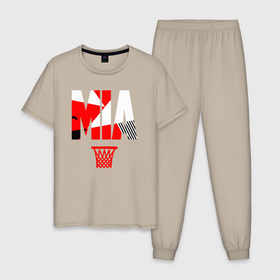 Мужская пижама хлопок с принтом Miami buckets , 100% хлопок | брюки и футболка прямого кроя, без карманов, на брюках мягкая резинка на поясе и по низу штанин
 | 