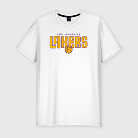 Мужская футболка хлопок Slim с принтом NBA Lakers в Тюмени, 92% хлопок, 8% лайкра | приталенный силуэт, круглый вырез ворота, длина до линии бедра, короткий рукав | Тематика изображения на принте: 