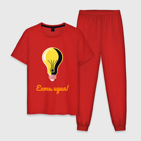 Мужская пижама хлопок с принтом Лампочка идеи в Санкт-Петербурге, 100% хлопок | брюки и футболка прямого кроя, без карманов, на брюках мягкая резинка на поясе и по низу штанин
 | 