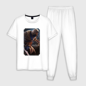 Мужская пижама хлопок с принтом Assassins creed   Basim в Тюмени, 100% хлопок | брюки и футболка прямого кроя, без карманов, на брюках мягкая резинка на поясе и по низу штанин
 | 