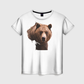 Женская футболка 3D с принтом Grizzly в Курске, 100% полиэфир ( синтетическое хлопкоподобное полотно) | прямой крой, круглый вырез горловины, длина до линии бедер | 
