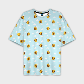Мужская футболка oversize 3D с принтом Паттерн облака и пчелы в Тюмени,  |  | 