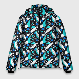 Мужская зимняя куртка 3D с принтом Листопад в синих тонах в Белгороде, верх — 100% полиэстер; подкладка — 100% полиэстер; утеплитель — 100% полиэстер | длина ниже бедра, свободный силуэт Оверсайз. Есть воротник-стойка, отстегивающийся капюшон и ветрозащитная планка. 

Боковые карманы с листочкой на кнопках и внутренний карман на молнии. | Тематика изображения на принте: 