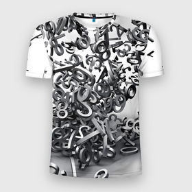 Мужская футболка 3D Slim с принтом Цифровой хаус в Екатеринбурге, 100% полиэстер с улучшенными характеристиками | приталенный силуэт, круглая горловина, широкие плечи, сужается к линии бедра | Тематика изображения на принте: 