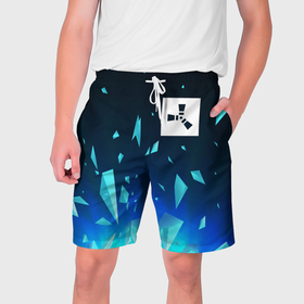 Мужские шорты 3D с принтом Rust взрыв частиц в Тюмени,  полиэстер 100% | прямой крой, два кармана без застежек по бокам. Мягкая трикотажная резинка на поясе, внутри которой широкие завязки. Длина чуть выше колен | 