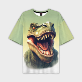 Мужская футболка oversize 3D с принтом Острые зубы тиранозавра Рекса в Новосибирске,  |  | 