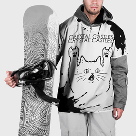 Накидка на куртку 3D с принтом Crystal Castles рок кот на светлом фоне , 100% полиэстер |  | 