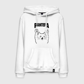 Мужская толстовка хлопок с принтом Pantera   rock cat в Тюмени, френч-терри, мягкий теплый начес внутри (100% хлопок) | карман-кенгуру, эластичные манжеты и нижняя кромка, капюшон с подкладом и шнурком | 
