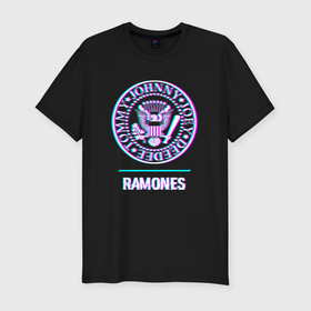 Мужская футболка хлопок Slim с принтом Ramones glitch rock в Петрозаводске, 92% хлопок, 8% лайкра | приталенный силуэт, круглый вырез ворота, длина до линии бедра, короткий рукав | 