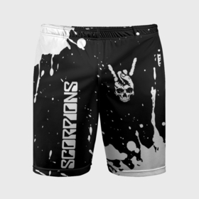 Мужские шорты спортивные с принтом Scorpions и рок символ на темном фоне в Белгороде,  |  | 