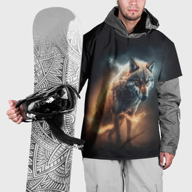 Накидка на куртку 3D с принтом Стихия волка , 100% полиэстер |  | Тематика изображения на принте: 