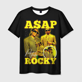 Мужская футболка 3D с принтом Asap Rocky, rapper , 100% полиэфир | прямой крой, круглый вырез горловины, длина до линии бедер | 