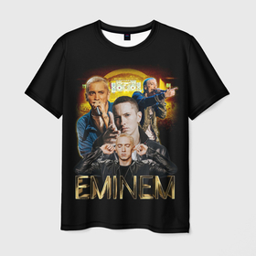 Мужская футболка 3D с принтом Eminem, Marshall Mathers , 100% полиэфир | прямой крой, круглый вырез горловины, длина до линии бедер | 