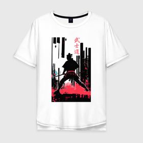 Мужская футболка хлопок Oversize с принтом Бусидо   кодекс самурая   путь война , 100% хлопок | свободный крой, круглый ворот, “спинка” длиннее передней части | 
