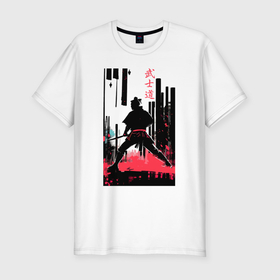Мужская футболка хлопок Slim с принтом Бусидо   кодекс самурая   путь война в Санкт-Петербурге, 92% хлопок, 8% лайкра | приталенный силуэт, круглый вырез ворота, длина до линии бедра, короткий рукав | 