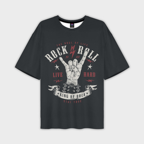 Мужская футболка oversize 3D с принтом Rock and roll   жест козы ,  |  | Тематика изображения на принте: 