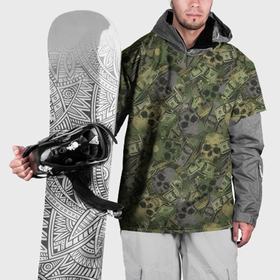 Накидка на куртку 3D с принтом Камуфляж с черепами и долларами в Кировске, 100% полиэстер |  | Тематика изображения на принте: 