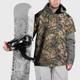Накидка на куртку 3D с принтом Камуфляж с банкнотой в 100 долларов в Белгороде, 100% полиэстер |  | Тематика изображения на принте: 