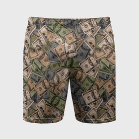 Мужские шорты спортивные с принтом Камуфляж с банкнотой в 100 долларов в Курске,  |  | 