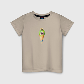 Детская футболка хлопок с принтом Фисташковое мороженое кричащий монстр в Екатеринбурге, 100% хлопок | круглый вырез горловины, полуприлегающий силуэт, длина до линии бедер | 