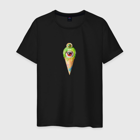 Мужская футболка хлопок с принтом Фисташковое мороженое кричащий монстр в Курске, 100% хлопок | прямой крой, круглый вырез горловины, длина до линии бедер, слегка спущенное плечо. | 
