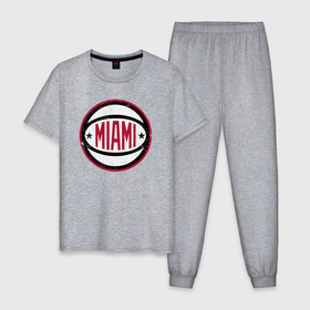 Мужская пижама хлопок с принтом Team Miami Heat , 100% хлопок | брюки и футболка прямого кроя, без карманов, на брюках мягкая резинка на поясе и по низу штанин
 | Тематика изображения на принте: 