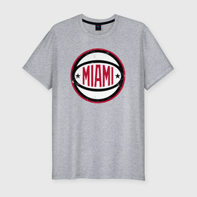 Мужская футболка хлопок Slim с принтом Team Miami Heat в Курске, 92% хлопок, 8% лайкра | приталенный силуэт, круглый вырез ворота, длина до линии бедра, короткий рукав | Тематика изображения на принте: 