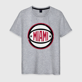 Мужская футболка хлопок с принтом Team Miami Heat в Тюмени, 100% хлопок | прямой крой, круглый вырез горловины, длина до линии бедер, слегка спущенное плечо. | Тематика изображения на принте: 