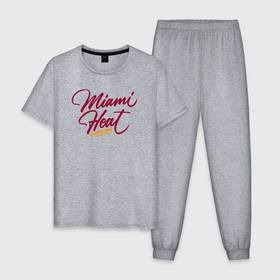 Мужская пижама хлопок с принтом Miami Heat fan в Тюмени, 100% хлопок | брюки и футболка прямого кроя, без карманов, на брюках мягкая резинка на поясе и по низу штанин
 | 