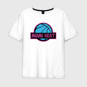 Мужская футболка хлопок Oversize с принтом Miami Heat team в Санкт-Петербурге, 100% хлопок | свободный крой, круглый ворот, “спинка” длиннее передней части | Тематика изображения на принте: 