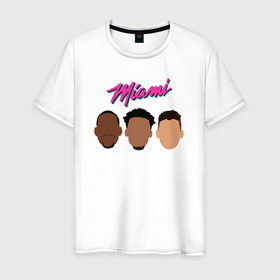Мужская футболка хлопок с принтом Miami players в Новосибирске, 100% хлопок | прямой крой, круглый вырез горловины, длина до линии бедер, слегка спущенное плечо. | 