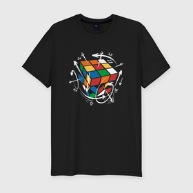 Мужская футболка хлопок Slim с принтом Схема сбора Кубика Рубика в Кировске, 92% хлопок, 8% лайкра | приталенный силуэт, круглый вырез ворота, длина до линии бедра, короткий рукав | 