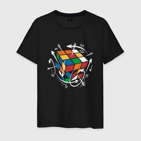 Мужская футболка хлопок с принтом Схема сбора Кубика Рубика , 100% хлопок | прямой крой, круглый вырез горловины, длина до линии бедер, слегка спущенное плечо. | 